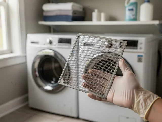 Ridgefield Dryer Vent Cleaning specialist performing detailed lint trap cleaning service in Ridgefield