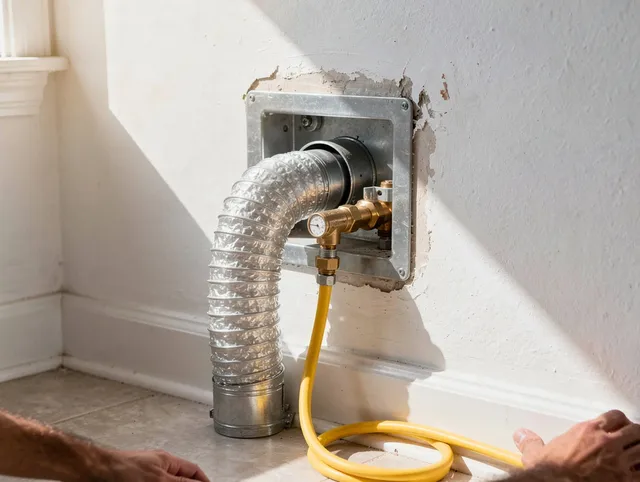 Ridgefield Dryer Vent Cleaning certified technician performing specialized gas dryer vent cleaning in Ridgefield